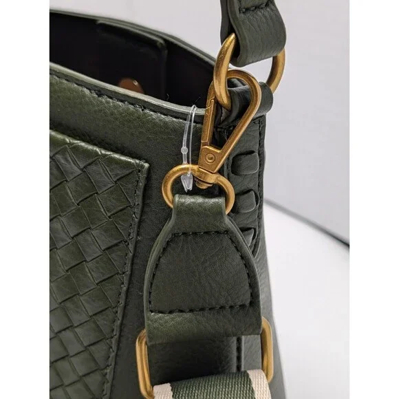 Style & Co Mini Woven Bucket Bag Womens Crossbody Purse Green New With Tags - Picture 2 of 16